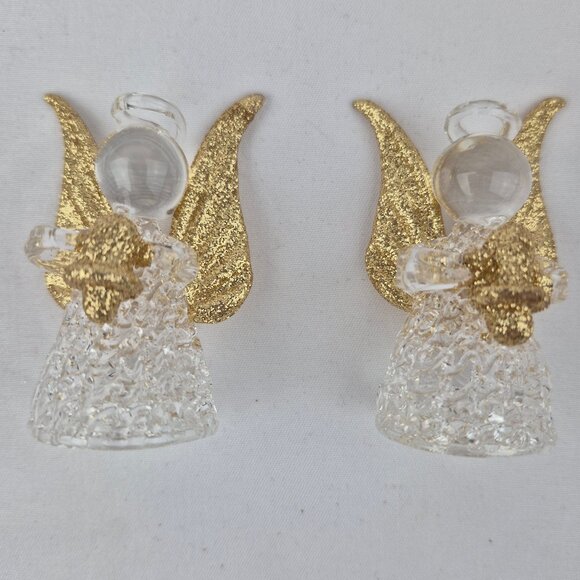 Giftco Clear Glass Angel Ornaments with Golden Glittery Wings Lot of 6 - Picture 11 of 16